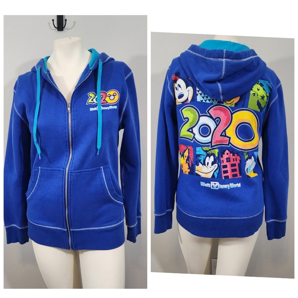 Disney Parks Walt Disney World Hoodie 2020 Blue Zip Up Sweatshirt Small Mickey‎